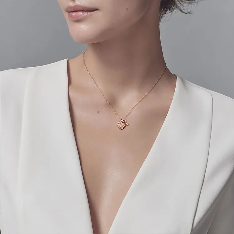 TIFFANY & CO. 18K Rose Gold, Diamond Necklaces Women's-1