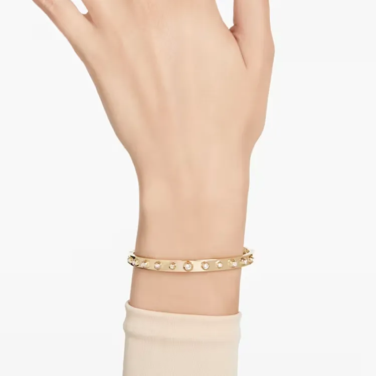 Swarovski Faux Crystal Gold-Tone Plated Bangles Women's Gold-4