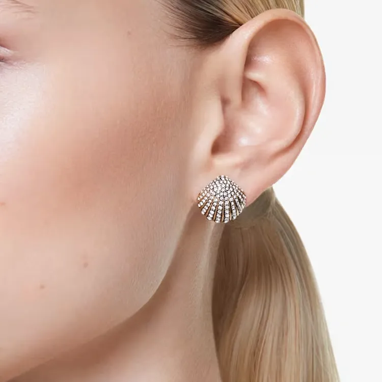 Swarovski Faux Crystal Gold Tone Plated Stud Earrings Women's Gold-4