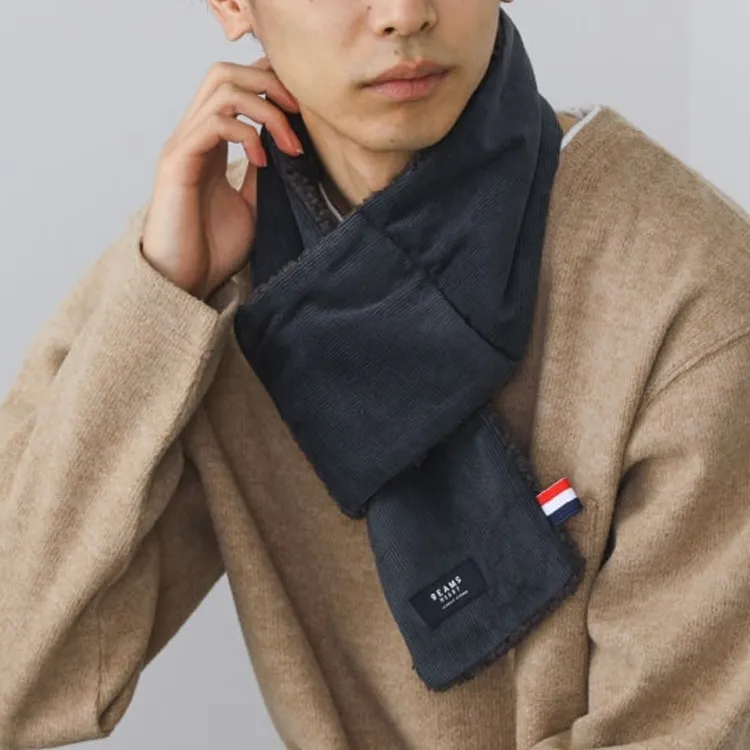 Beams Knit Scarves Men's Brown/Blue-6