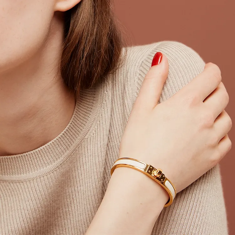 HERMES Enamel Bangles Unisex Rose Gold-2