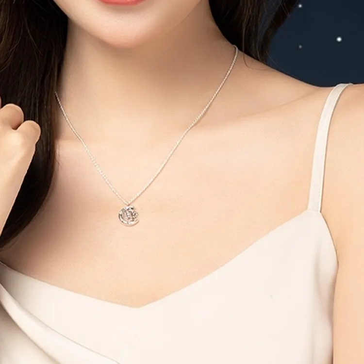 Pandora 925 Sterling Silver Synthetic Cubic Zirconia Necklaces Women's Silver-1