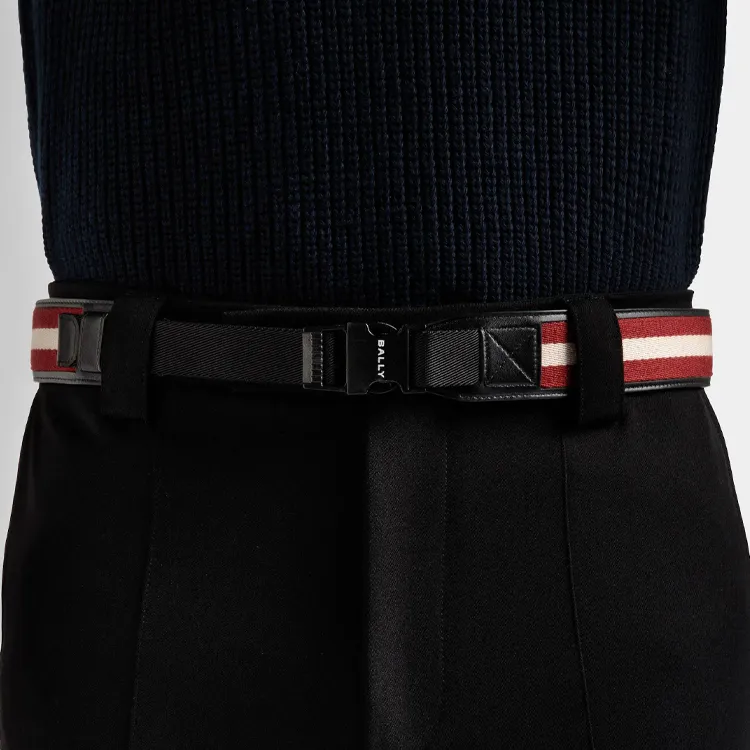 BALLY Tobyn Striped Canvas Belt-1