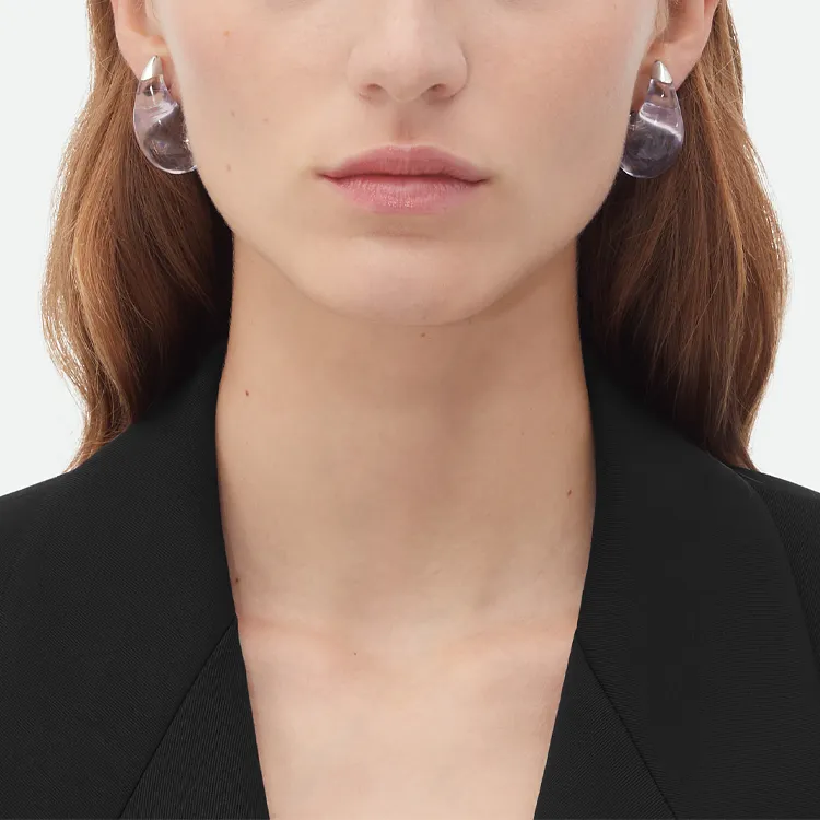 Bottega Veneta Sterling Silver Earrings Women's Pink-1