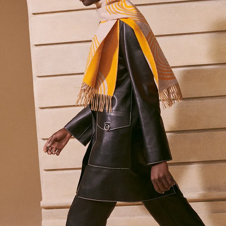 HERMES Knit Scarves Unisex Yellow-1