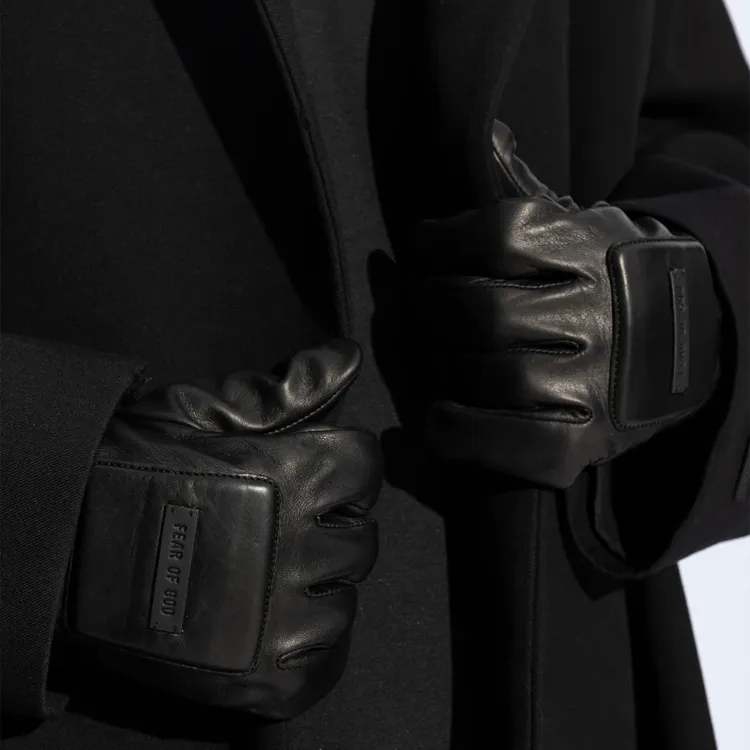 Fear Of God Logo-plaque Leather Gloves-3
