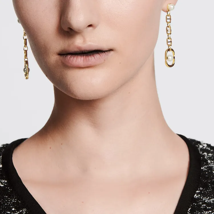 DIOR Metal Earrings Women's Gold-3