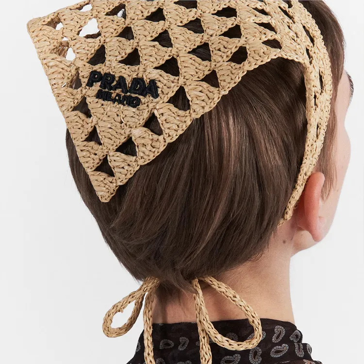 PRADA Raffia Headwraps Women's Brown-1