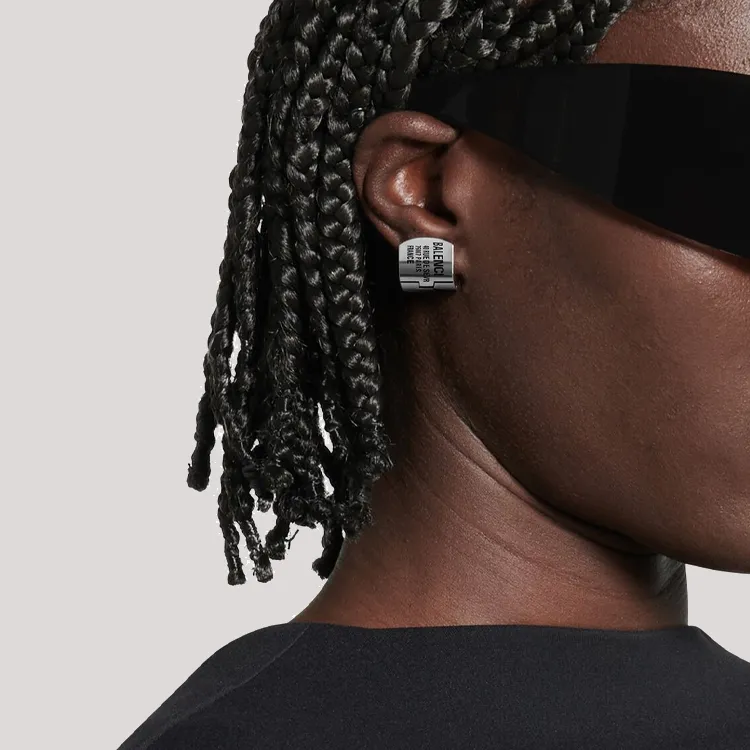 Balenciaga Logo Engraved Stud Earrings-2