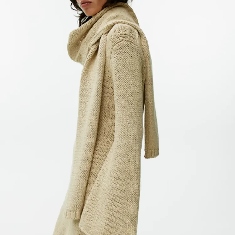 ARKET Cotton Knit Scarves Women's Beige-3