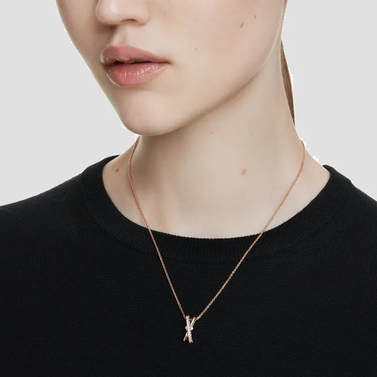 Swarovski Hyperbola Collection Synthetic Cubic Zirconia Necklaces Women's Rose Gold-3