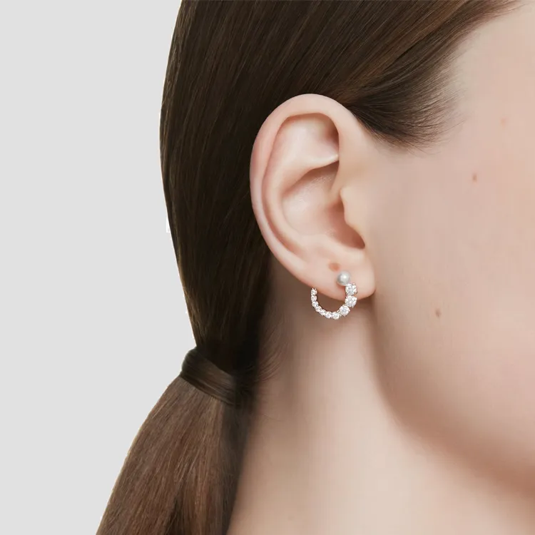 Swarovski Synthetic Cubic Zirconia Earrings Women's Rose Gold-4