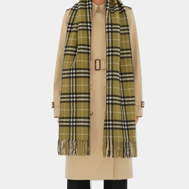 Burberry Cashmere Knit Scarves Unisex Green-2