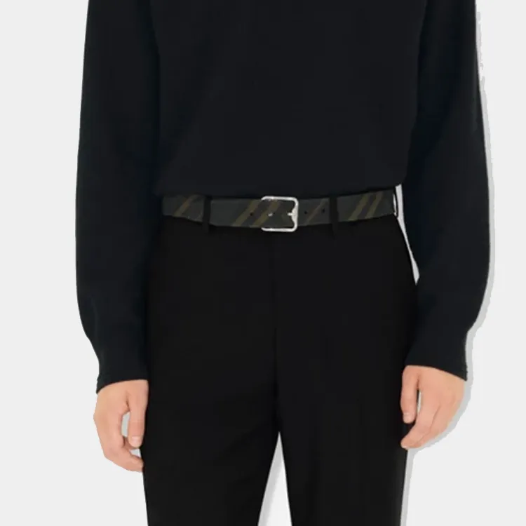 Burberry Calfskin Leather Belts Men's Black Width 3.5CM-2