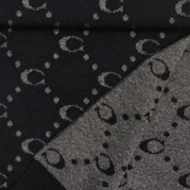 COACH Sheep Wool Knit Scarves Unisex Black-1