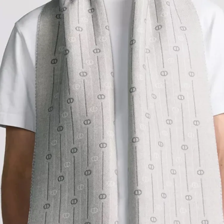 DIOR Sheep Wool Knit Scarves Men's Gray-2