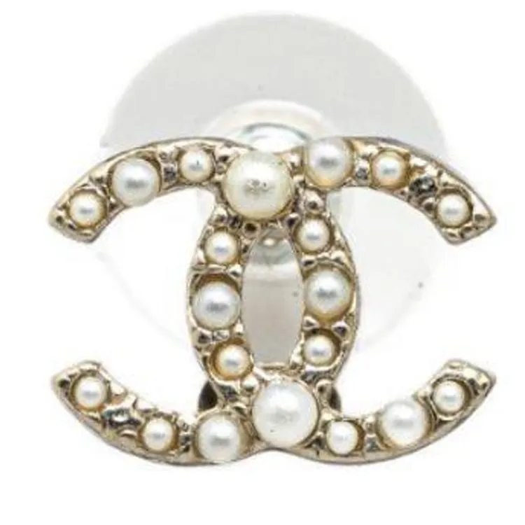 CHANEL Pre-Owned 2010-2023  Plated Faux Pearl CC Push Back Costume Earrings-2