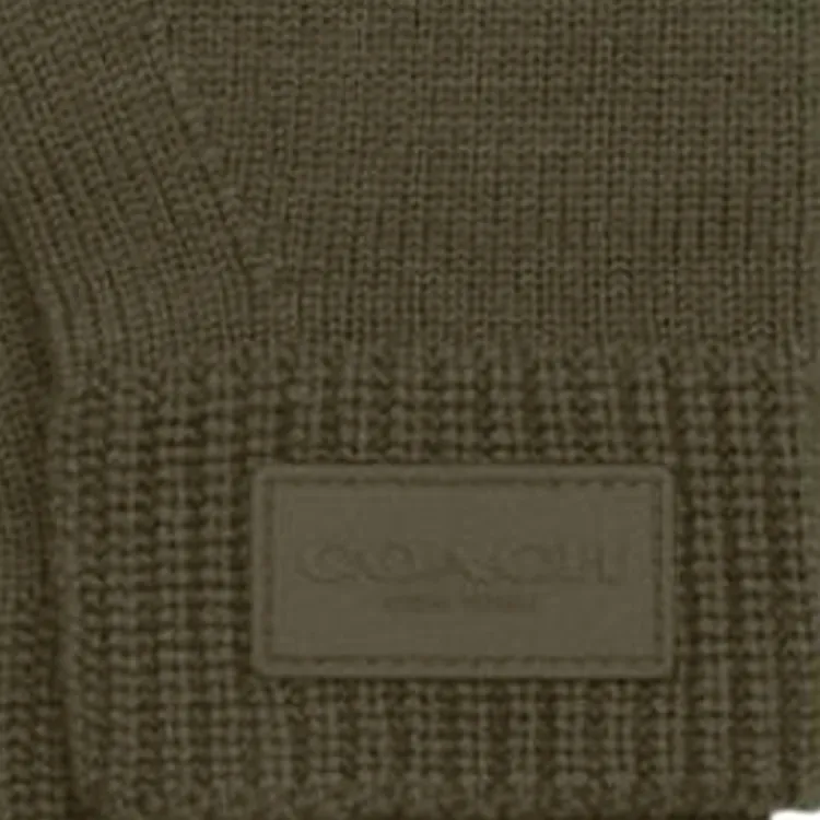 COACH Merino Wool Knit Gloves Unisex Olive Umber-1