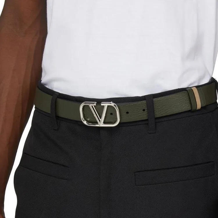 Valentino Calfskin Leather Belts Men's Green --2