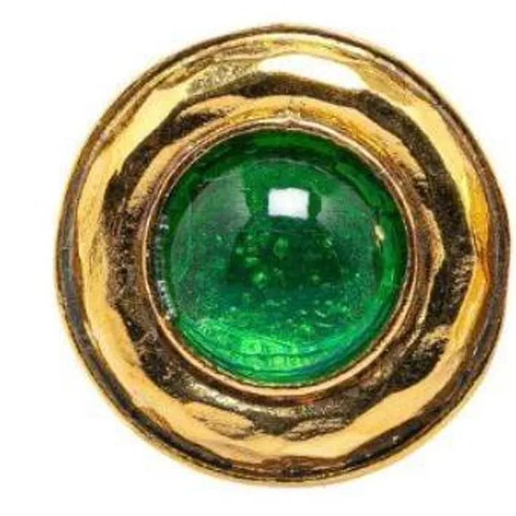CHANEL 20th Century Plated Gemstone Clip On Earring Costume Earrings-2