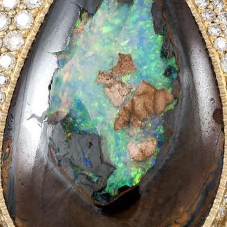Jacquie Aiche 14kt Yellow Gold Freeform Koroit Diamond And Opal Ring-2