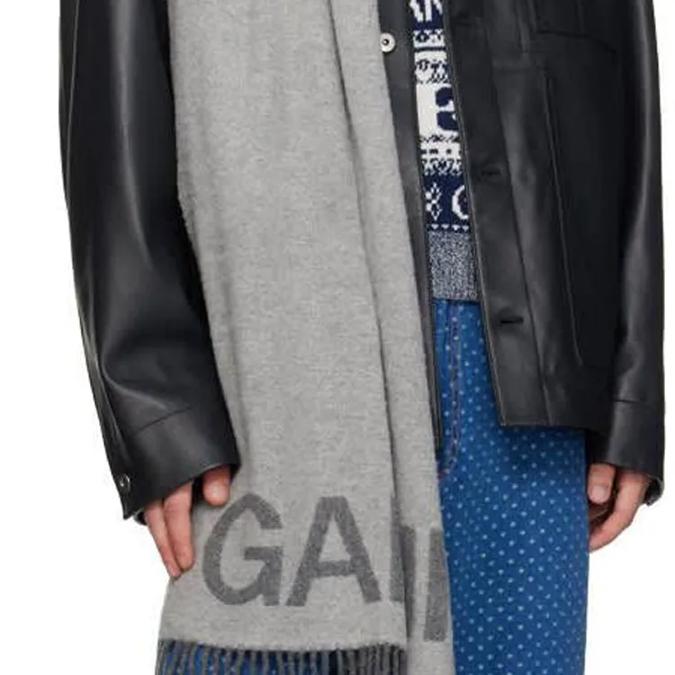 GANNI Logo Fringe-detailing Scarf-2