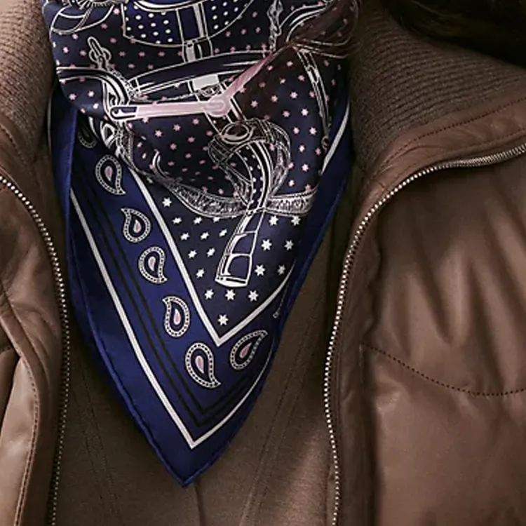 HERMES Silk Scarves Women's Marine Blue-2