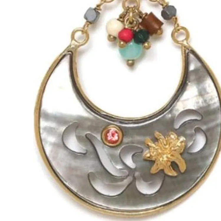 FRANCK HERVAL Gold Plated Earrings Women's Silver Gray-1