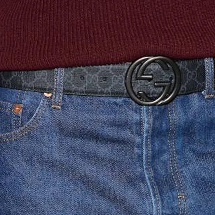 GUCCI Gg Interlocking G Buckled Belt-4