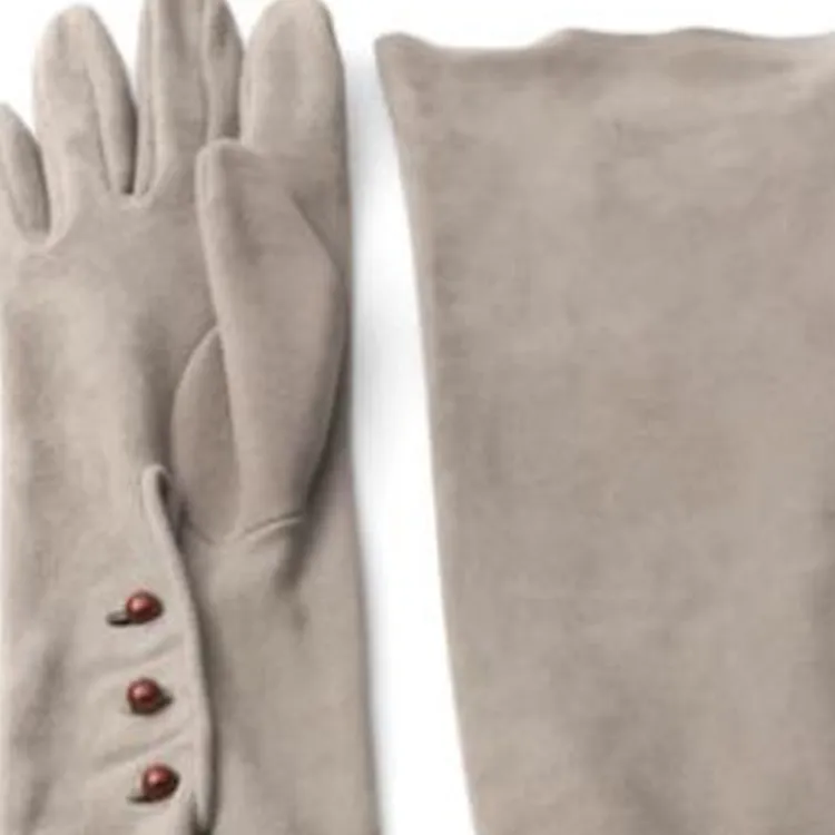 PRADA Leather Gloves Women's Gray-1
