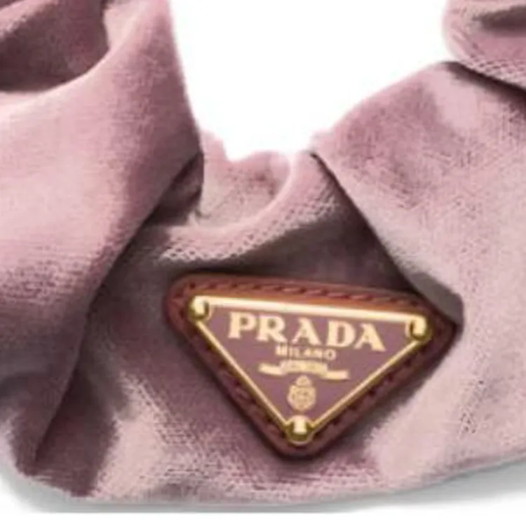 PRADA Triangle logo Velvet Scrunchie-1