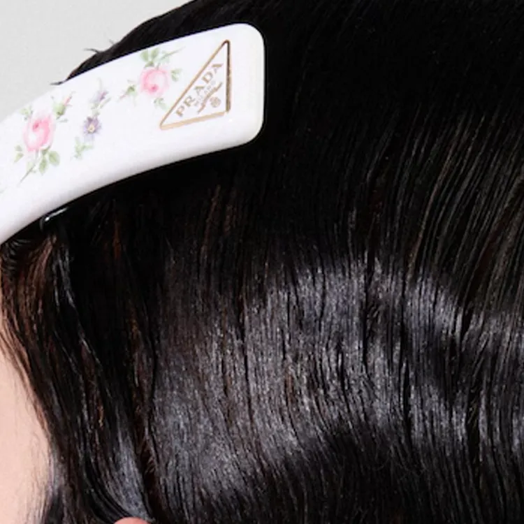 PRADA Floral print Hair Barrettes Set Of Two-2