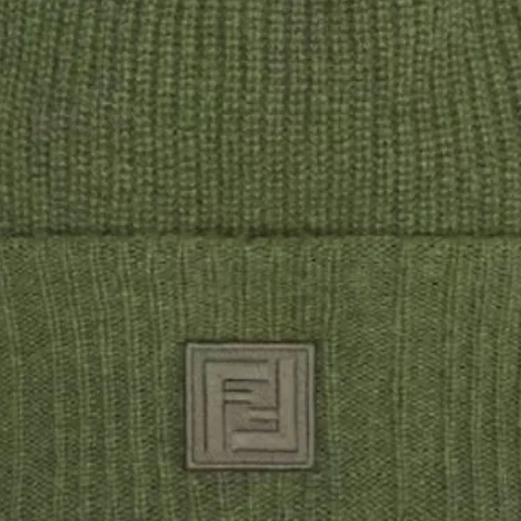 FENDI Logo Patch Ribbed Beanie-2