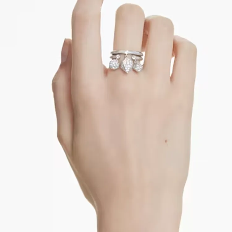Swarovski Rhodium Plated Rings Women's White-2