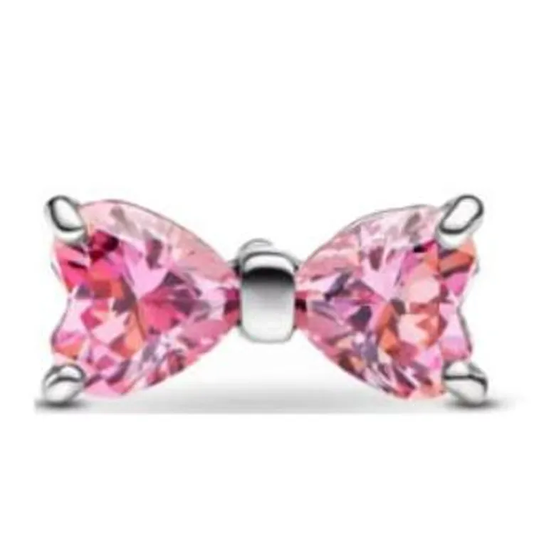 Pandora 925 Sterling Silver Stud Earrings Women's Pink-1
