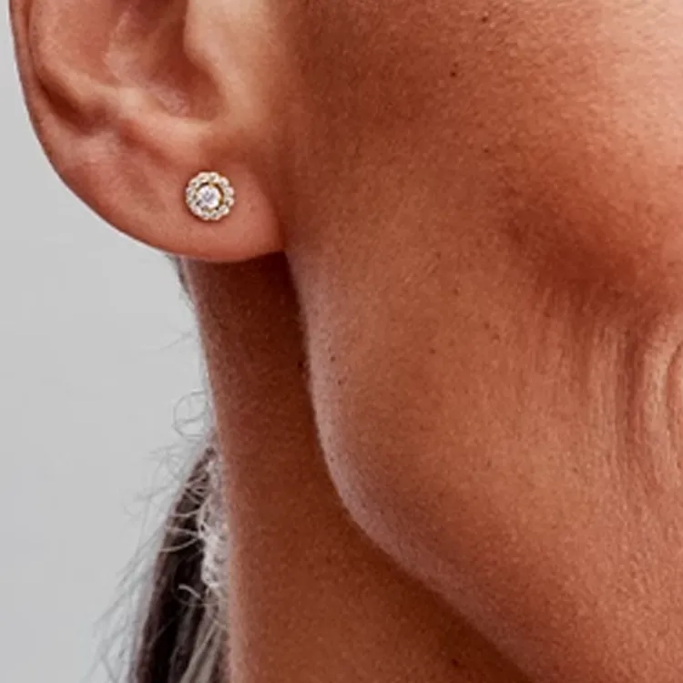Pandora Gold Plated Stud Earrings Women's Gold-2