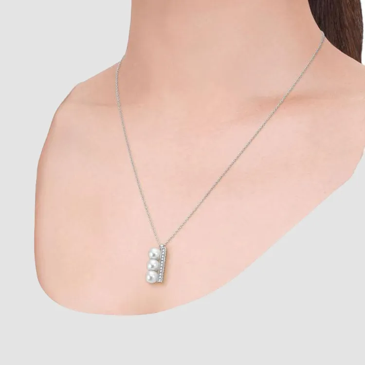 TASAKI 18kt White Gold Balance Plus Neo Diamond Pavé Necklace-2