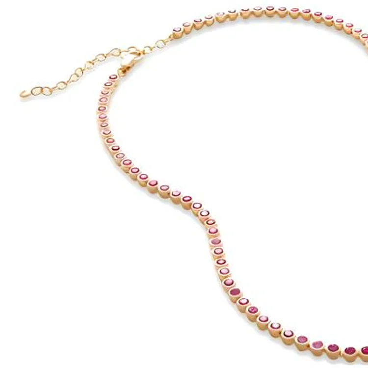 Monica Vinader 925 Sterling Silver Necklaces Women's Pink-1