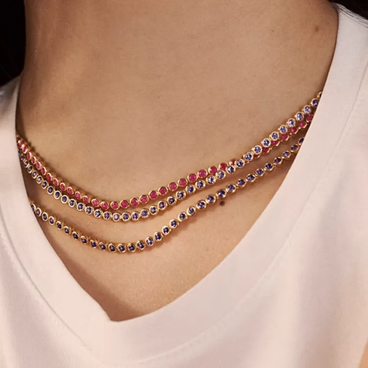 Monica Vinader 925 Sterling Silver Necklaces Women's Pink-2