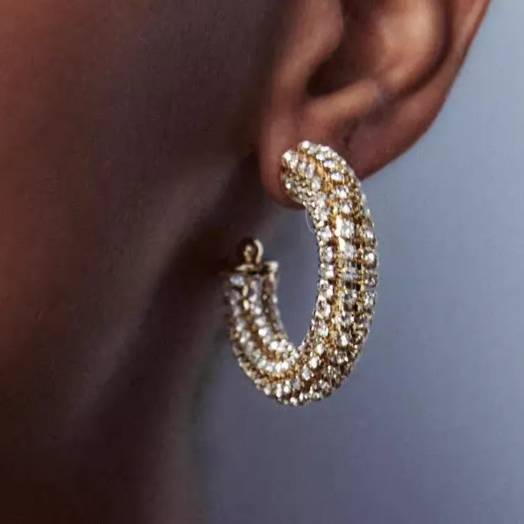 ZARA Brass Earrings Women's Gold-2
