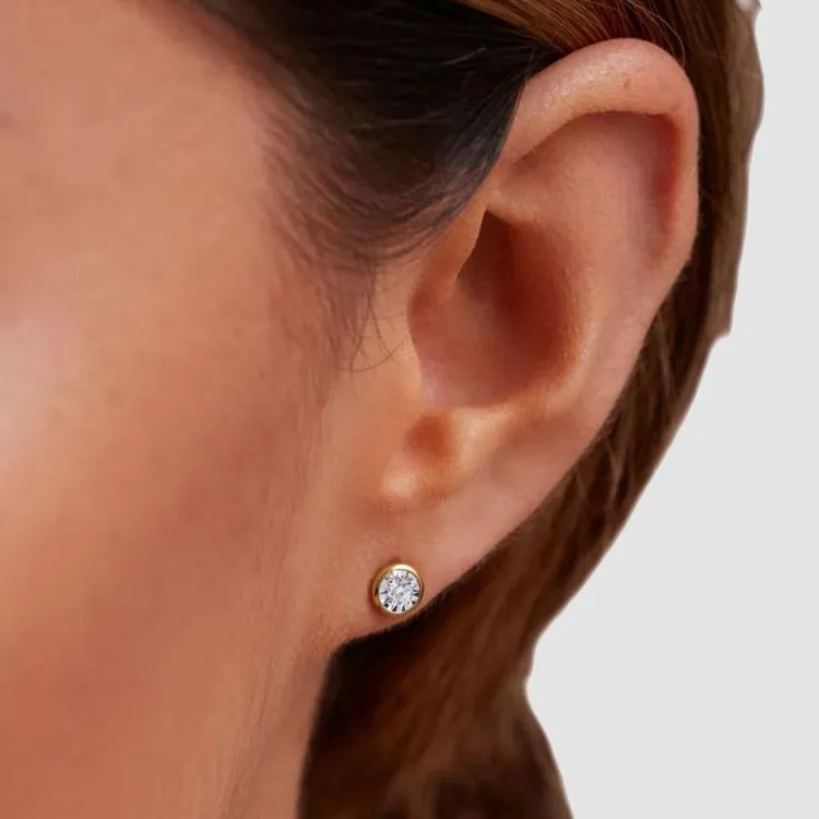 Monica Vinader 14kt Gold Diamond Stud Earrings-2
