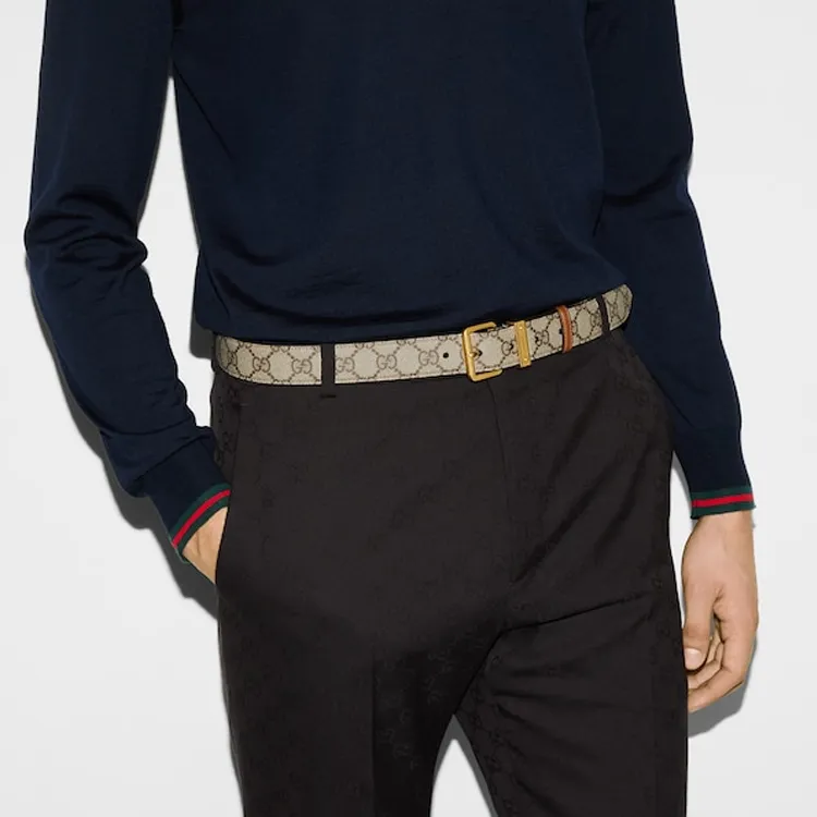 GUCCI Leather Belts Women's Dark Brown Width 3CM-2
