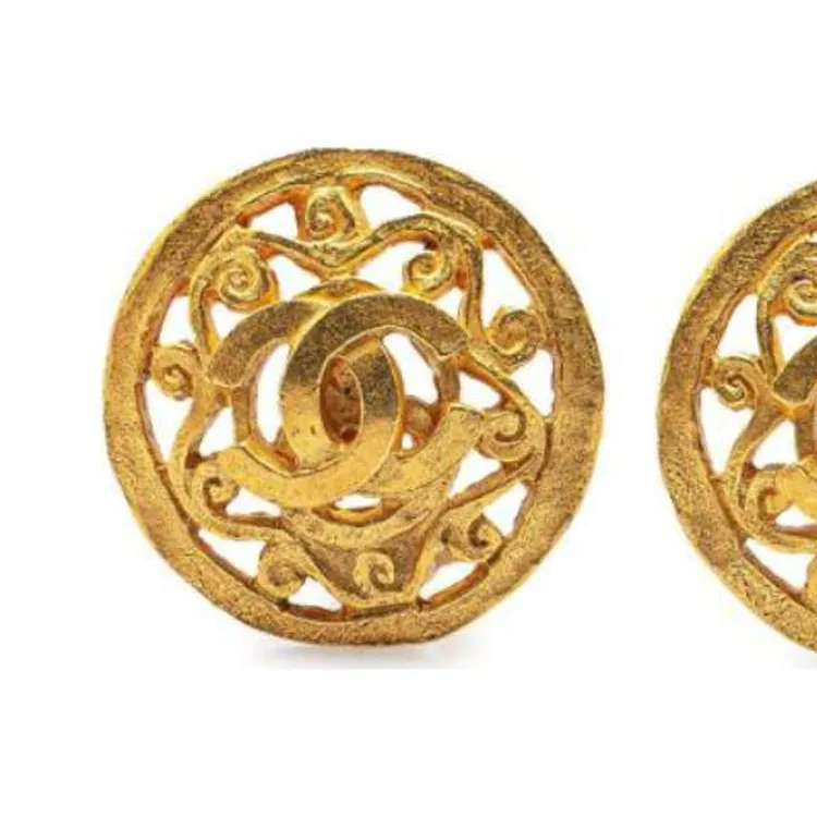 CHANEL 1995 Plated Cc Clip On Earrings Costume Earrings-2