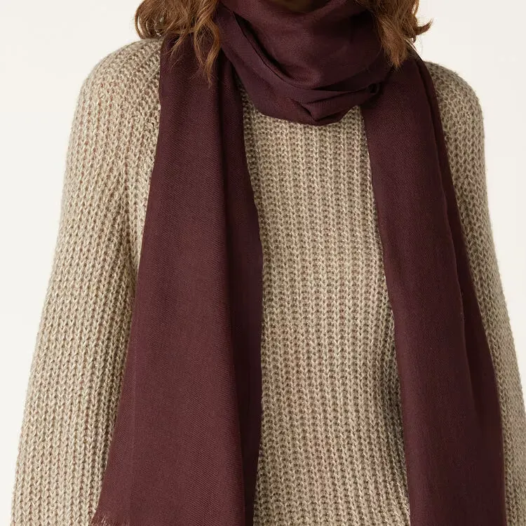 Loro Piana Silk Knit Scarves Unisex Burgundy-2