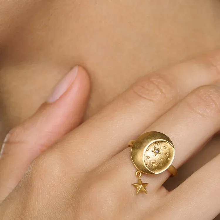 DIOR Faux Crystal Rings Women's Gold-2