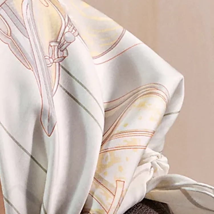 HERMES Mulberry Silk Silk Scarves Women's White-2