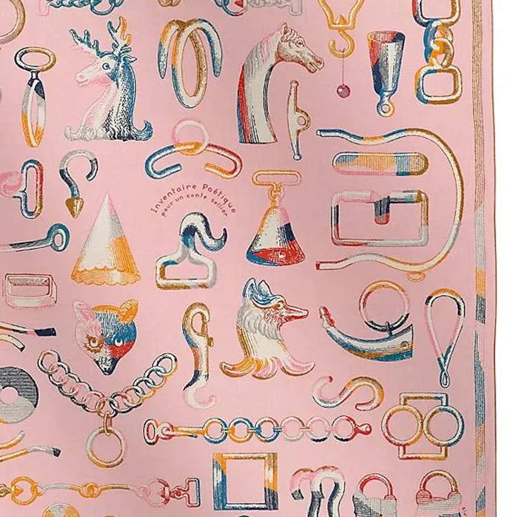 HERMES Mulberry Silk Shawls Women's Pink-1