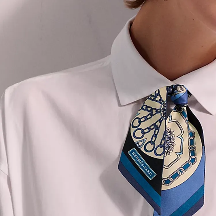 HERMES Mulberry Silk Scarves Women's Indigo-2