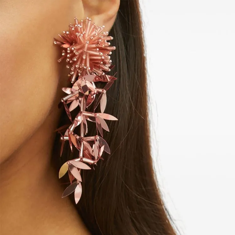 Oscar De La Renta Leaf Tassel Earrings-2