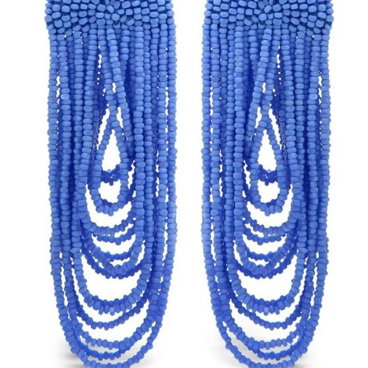 Oscar De La Renta Beaded Curtain Earrings-1